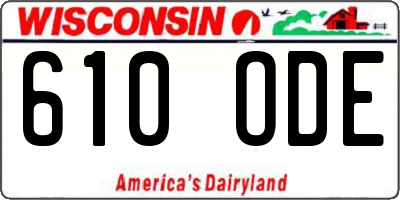 WI license plate 610ODE