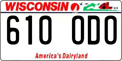 WI license plate 610ODO