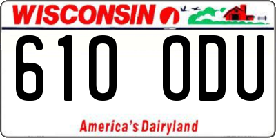 WI license plate 610ODU