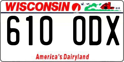 WI license plate 610ODX