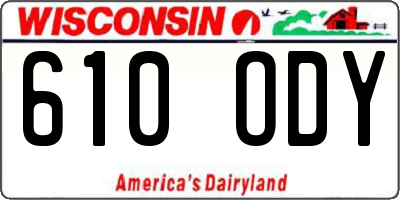WI license plate 610ODY