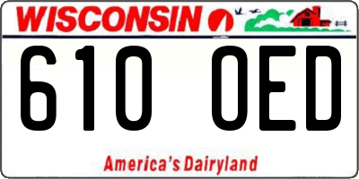 WI license plate 610OED
