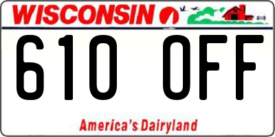 WI license plate 610OFF