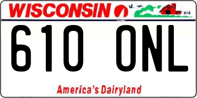 WI license plate 610ONL