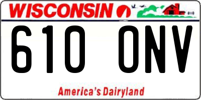 WI license plate 610ONV