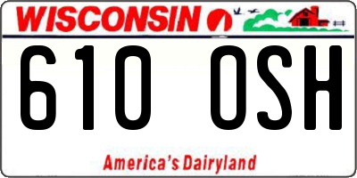 WI license plate 610OSH