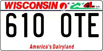 WI license plate 610OTE