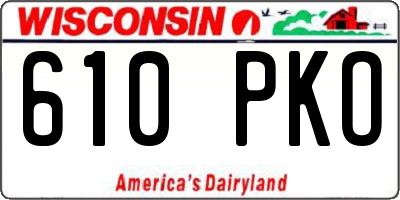 WI license plate 610PKO