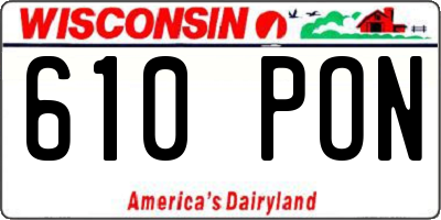 WI license plate 610PON