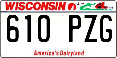 WI license plate 610PZG