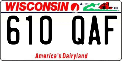 WI license plate 610QAF