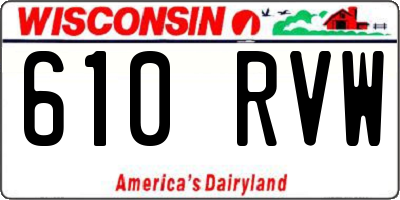 WI license plate 610RVW