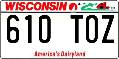 WI license plate 610TOZ