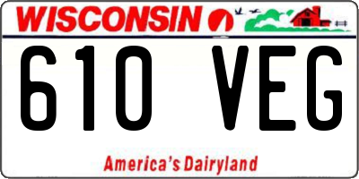 WI license plate 610VEG
