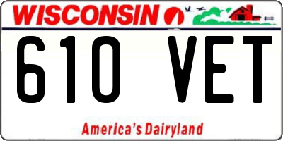 WI license plate 610VET