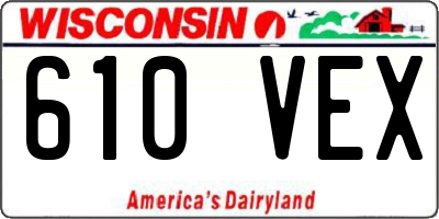 WI license plate 610VEX