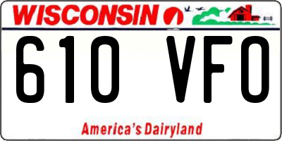 WI license plate 610VFO