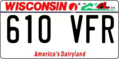 WI license plate 610VFR