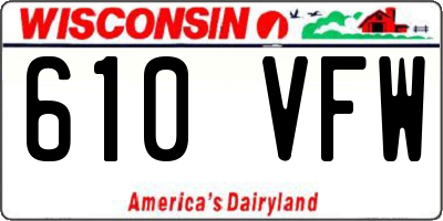 WI license plate 610VFW