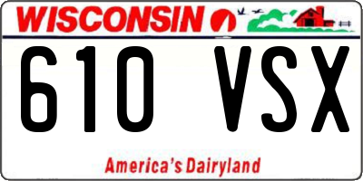 WI license plate 610VSX