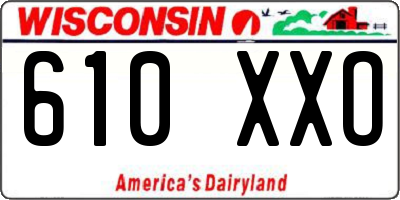 WI license plate 610XXO