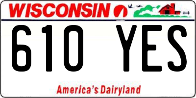 WI license plate 610YES