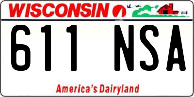 WI license plate 611NSA