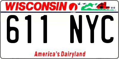 WI license plate 611NYC