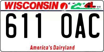 WI license plate 611OAC
