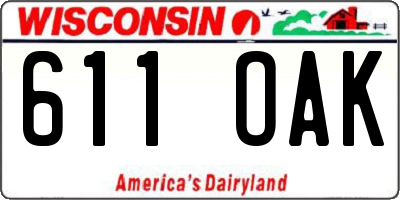 WI license plate 611OAK