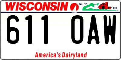 WI license plate 611OAW