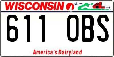 WI license plate 611OBS
