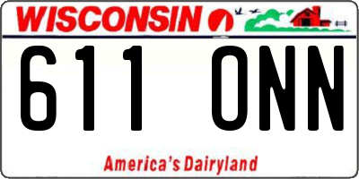 WI license plate 611ONN