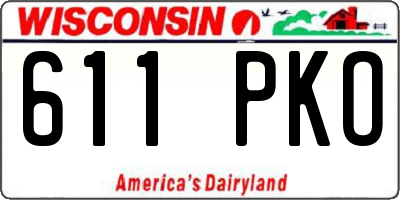 WI license plate 611PKO