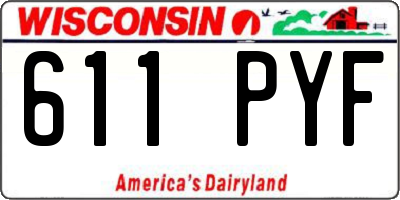 WI license plate 611PYF