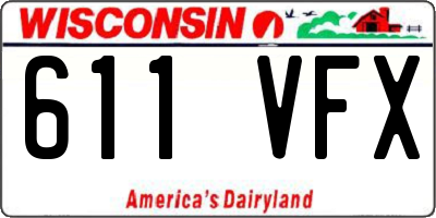 WI license plate 611VFX