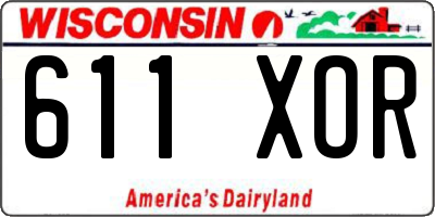 WI license plate 611XOR