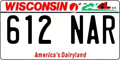 WI license plate 612NAR