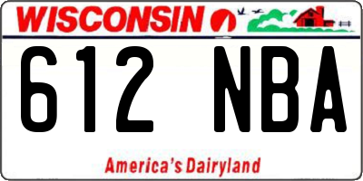 WI license plate 612NBA