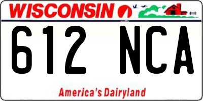 WI license plate 612NCA