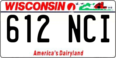 WI license plate 612NCI
