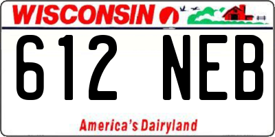 WI license plate 612NEB