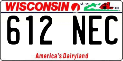 WI license plate 612NEC