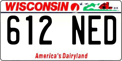 WI license plate 612NED