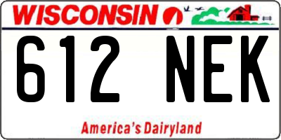 WI license plate 612NEK