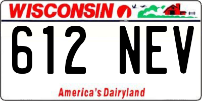 WI license plate 612NEV