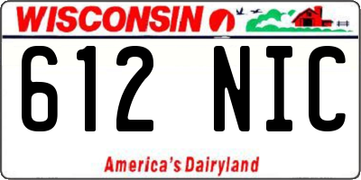 WI license plate 612NIC