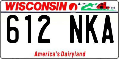 WI license plate 612NKA
