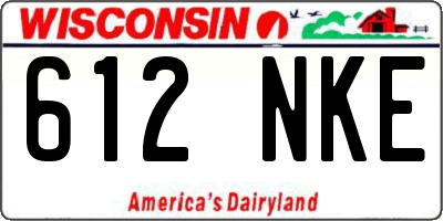 WI license plate 612NKE