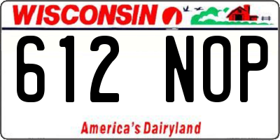 WI license plate 612NOP